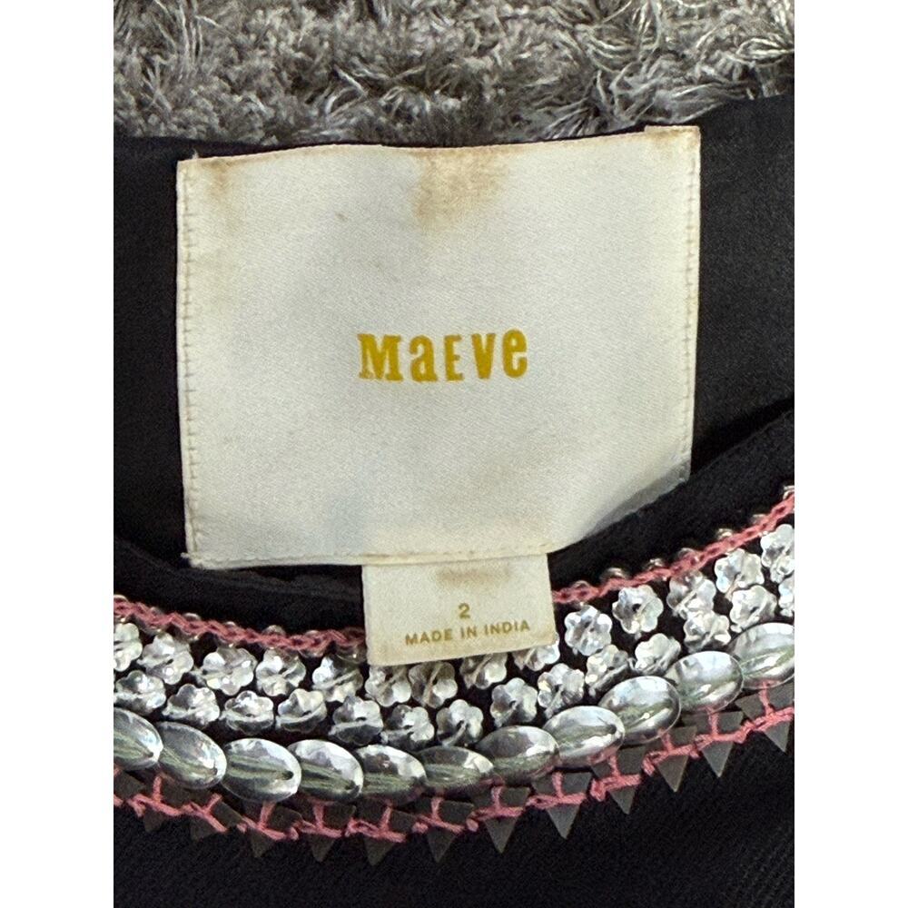 Maeve Anthropologie Women’s Black Sequin Beaded Mini Shift Dress Party Size 2 - Picture 14 of 16